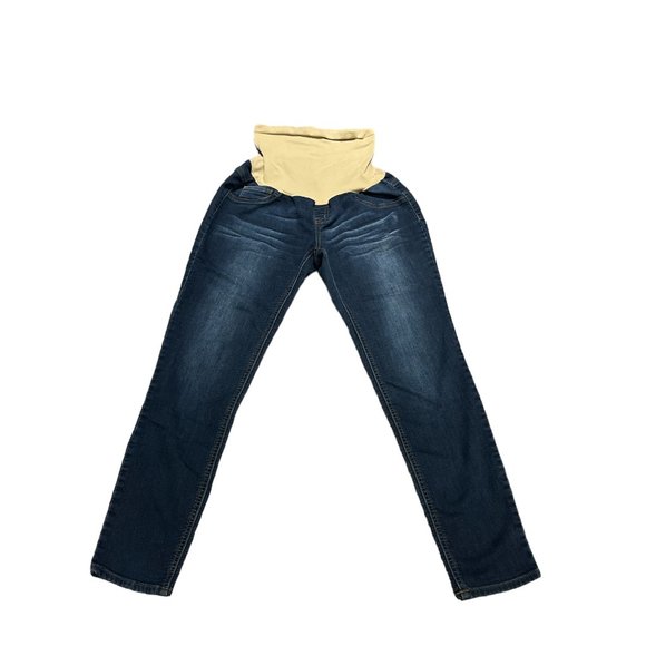 INDIGO BLUE Maternity Jeans Size Large Tapered Secret Fit Belly Expands - Picture 4 of 13